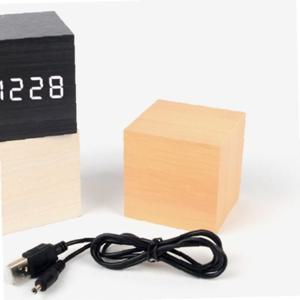LED 우드 큐브 탁상시계