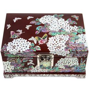 [박씨상방] 고급 나전 채색옻칠 수국보석함(적18형)