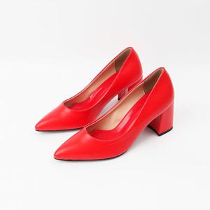 [신난다슈]여성 펌프스 구두 힐 7cm 여자 스틸레토힐 통굽 미들힐 데일리 PRM237504 레드