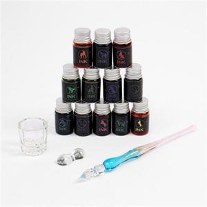 크리스탈 12색 펄잉크병 유리만년필 세트 글라스 딥펜