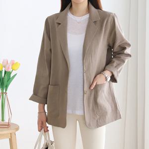 [플랜비컬렉션] 심플 투포켓 린넨 자켓_PM2506JK006B