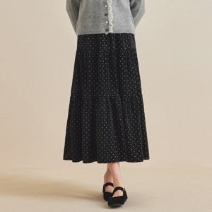 FOCUS  밴딩 도트 벨벳 롱 스커트 PBBF5W1SK8221