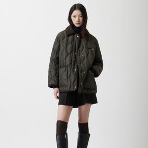 [쥬크]코듀로이 카라 하프 퀼팅 구스 패딩 Z254PSG181