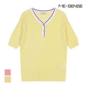 [미센스] 브이넥 반팔 니트_MB45KNM611Z