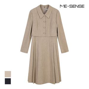 [미센스] 언발 플리츠 카라 원피스_MB4XOPM110A