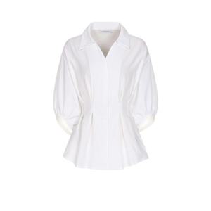 예시카 셔링 볼륨 소매 허리 끈 블라우스 YJ6BL833