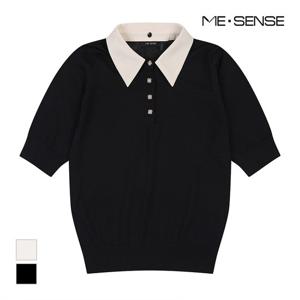 [미센스] 카라배색 반팔 니트_MB48KNMD04D