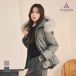 [비비올리비아] 소매 셔링 포인트 다운 점퍼_VVCKDYWA261