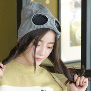 스키모자 비니 여자 남자 고글 장착 안경 털모자