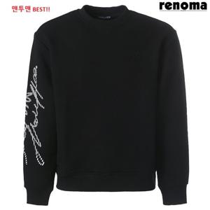 [레노마캐주얼]가을겨울 블랙 맨투맨 심플 댄디핏 레터링포인트 맨투맨RPTT03AAS LDA