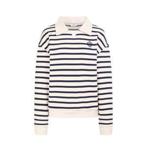 헤지스 여성 24FW 면 아이보리 스트라이프 긴소매 카라 티셔츠 WSTS4D805IV