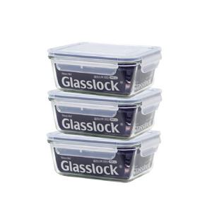 글라스락 밀폐용기 직사각 980ml 3개 반찬통