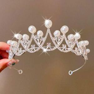 [에이치플러스몰]셀프 웨딩 헤어밴드 공주 어린이 티아라 왕관 머리띠
