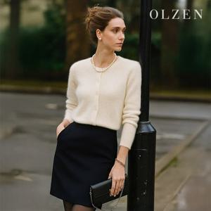 [올젠] 여성 소프트 라운드넥 니트 가디건 (ZLC4EC1105)