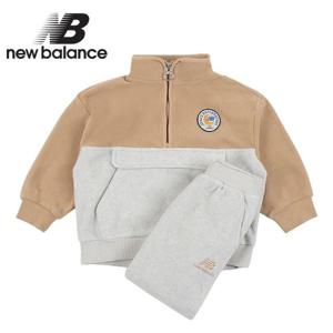 뉴발란스 키즈 플리스 배색 트레이닝 세트(NK9YC4662U-35)_베이지