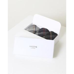 [헤지스] HJSS5F152WT_남성 블랙 체크 배색 중목 양말 3종 세트