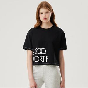 르꼬끄 여성 루즈핏 크롭 레터링 반팔 QP322ORS71_BLK1