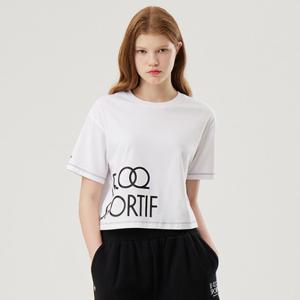 르꼬끄 여성 루즈핏 크롭 레터링 반팔 QP322ORS71_OWT1