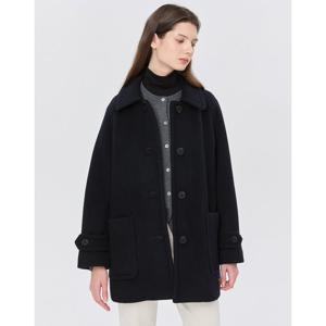 헤지스 여성 24FW 가격인하스테디셀러울100% 네이비 포켓 하프 코트 WSCO4D005N2