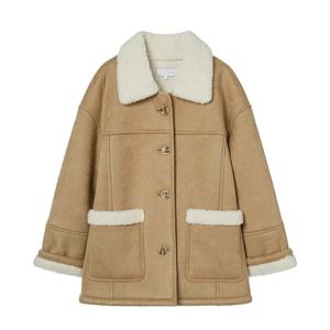 [올리브데올리브]뽀글이 배색 하프 무스탕 점퍼 OM5WMB09