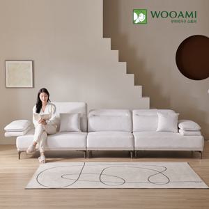 [매장진열상품]우아미가구 밀키 5인 무빙헤드 갤럭시 패브릭 소파 2color