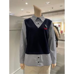 르니앤맥코이 부엉이 브로치 니트배색 블라우스 (MN04BL600HJZ)