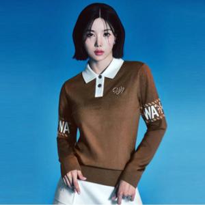 [와이드앵글]여성 CO 소매 포인트 폴로 스웨터 L Camel(WWW25K71E3)