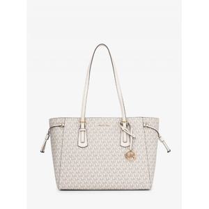 마이클코어스 보이저 MF 탑 지퍼 토트 라지 - MK 시그니처 35R6GV6T7B2605 라이트 크림 멀티