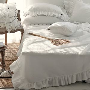 쿨링 시어서커 에이드 화이트 프릴 여름 홑이불 SS 베개세트