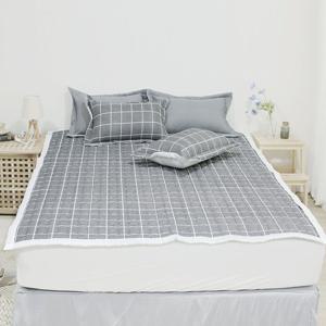 모던체크 시어서커 침대패드 여름이불패드 매트리스 냉감패드 Q