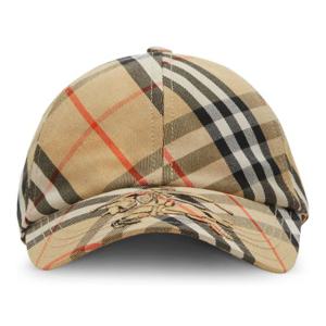 버버리 체크 자수 로고 베이스볼 캡 8105282 B9368