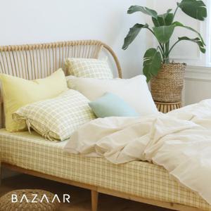 글램 체크 광목 홑겹 매트리스커버(Q)