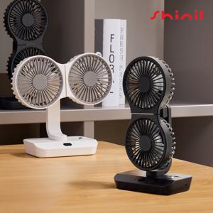 신일 BLDC 더블헤드 투헤드 무선 탁상용 선풍기 휴대용 사무실 캠핑 낚시 골프 SIF-D444