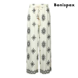 [보니스팍스(여성의류)]에스닉 패턴 프린트 와이드 밴딩 팬츠 (XP5PT012M0)
