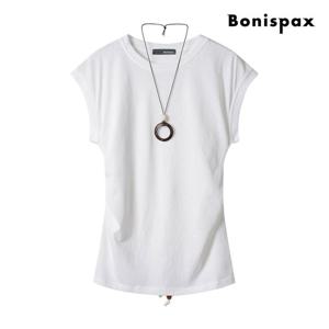 [보니스팍스(여성의류)]써클 네크리스 라운드 반팔 티셔츠 (XP6TS016M0)