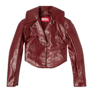 디젤 코티드 와이드 노치드 라펠 스냅 인조 가죽 재킷 A20108 0