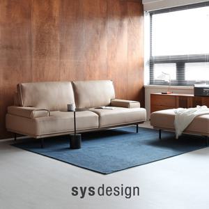 [행사카드 5%][시스디자인] 벤 3인 천연면피가죽 소파 + 스툴