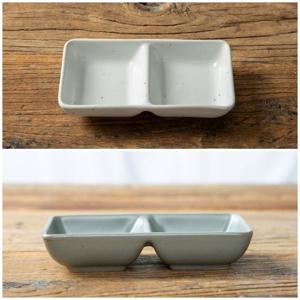 이천도자기 달 직사각 쌍초장기 2구 도자기 종지 종지 소스볼 작은볼 소스그릇 초장그릇 간장종지 도자기종