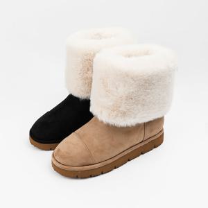 [신난다슈]여성 앵클부츠 3cm 2종 여자 방한 미들 앵글 털 부츠 기모 퍼 스웨이드 ST257926