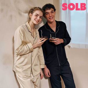 [솔브]커플파자마 신혼부부선물 커플선물 면100 솔리드 남여커플잠옷 SPA2530WMSET