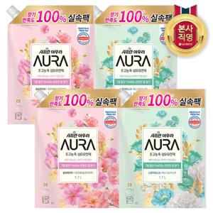 샤프란 아우라 섬유유연제 리필 1.7L x 4개(윌유메리미2+스모키2)