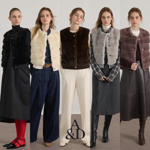 [AnD] 에이앤디 25FW Faux 밍크 호리젠탈 베스트
