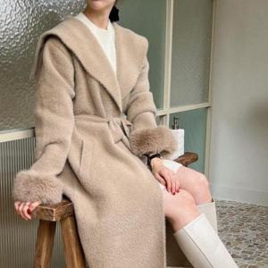 [다잇템]여자 로브 숄카라 세일러 폼폼 무스탕 롱코트