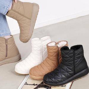[더힐슈즈] 퀄팅 겨울 털안감 여성여자 패딩부츠 털부츠 방한부츠 4.5cm sjsw-W74