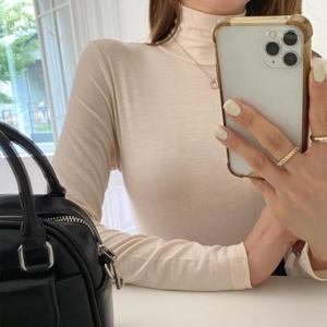 [옷자락] 여자 목티 찰랑 부드러운 스판 무지 가을이너 긴팔티