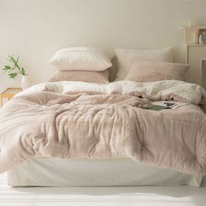 [달콤한하루]밀크 10mm 라셀 극세사 차렵이불+패드+베개커버세트 SS