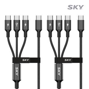 ★2개Set★스카이 3in1 60W PD CtoC타입 초고속 충전 케이블 (1.2M)