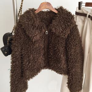 아이미마인 / 러블리 세일러 루즈핏 부클 양털 페이크퍼 세미크롭 겨울자켓 (2color)