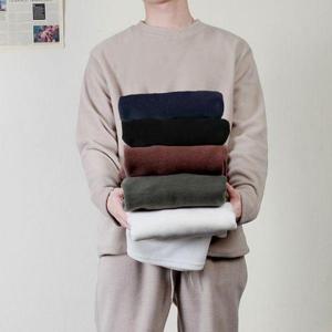 [프랭키뉴욕]남자 후리스 기모 티셔츠 겨울 플리스 루즈핏 두꺼운 라운드티_CMTS01