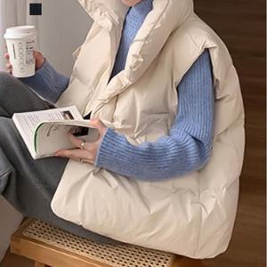 [페이릿] 도프 오버핏 하이넥 포인트 포켓 패딩조끼